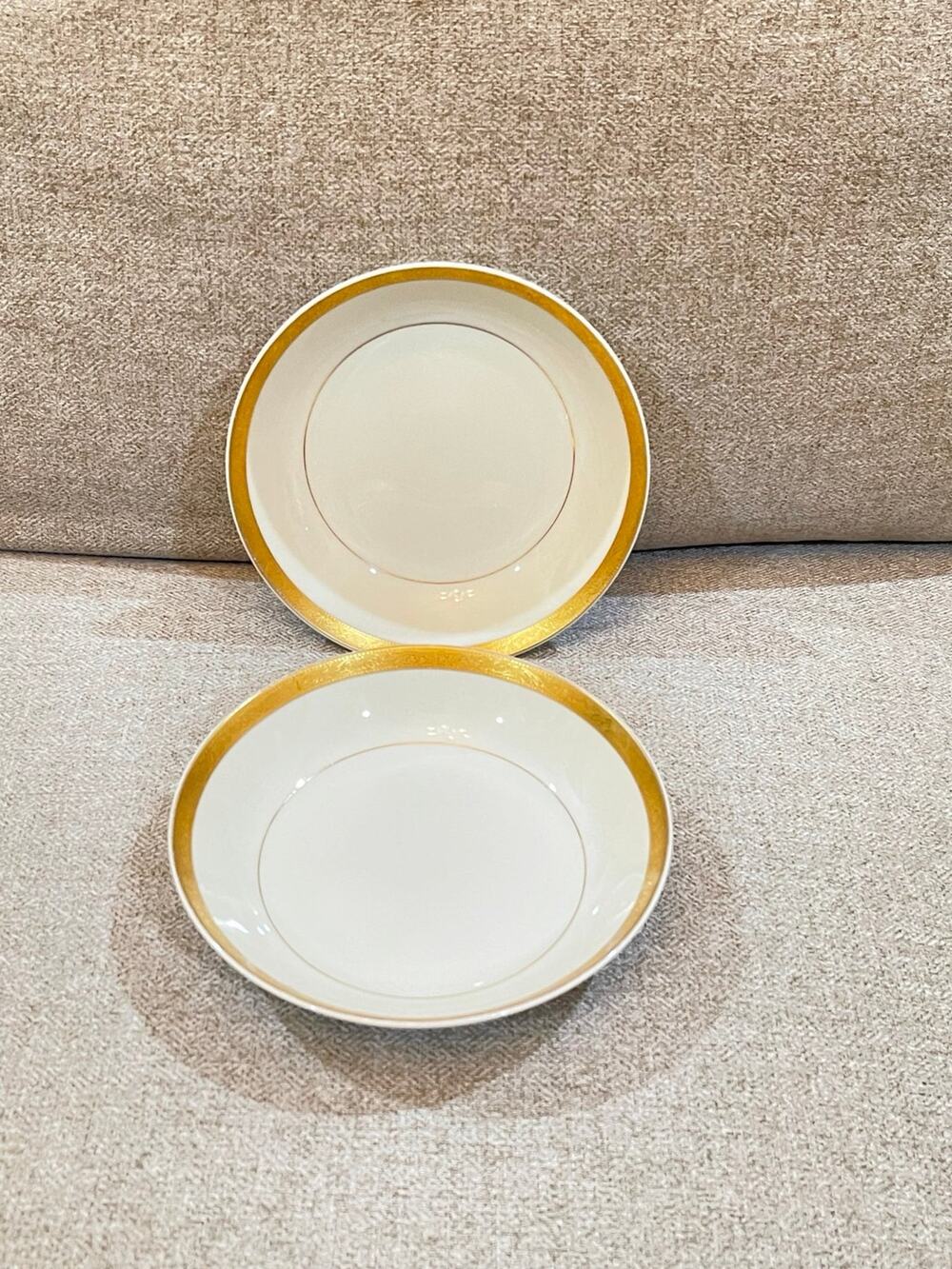 Set of 2 Mikasa Ivory China Colony Gold 5.5 Inch Round Fruit Bowls